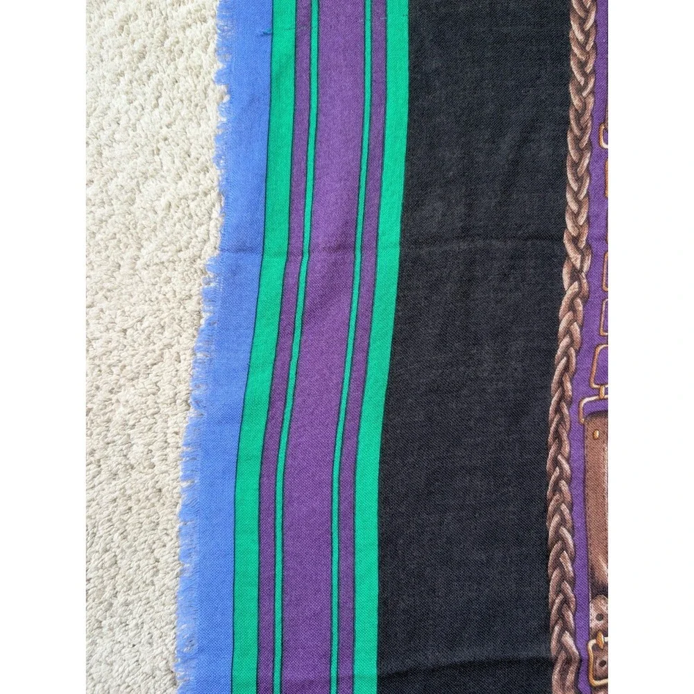 Vintage Lauren Ralph Lauren‎ Silk Scarf *HOLES Equestrian Belt Crest 40